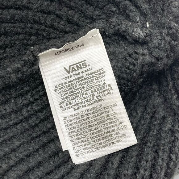 Vans Off The Wall Ribbed Black White Knit Beanie Hat Cap Adult Unisex OSFM - Picture 5 of 8